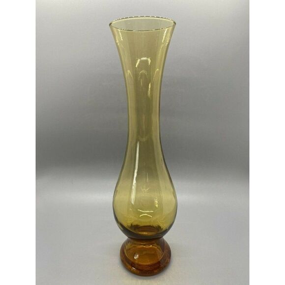 ‎Vintage Amber Glass Vase 10” Tall Decorative - Picture 2 of 4